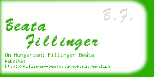 beata fillinger business card
